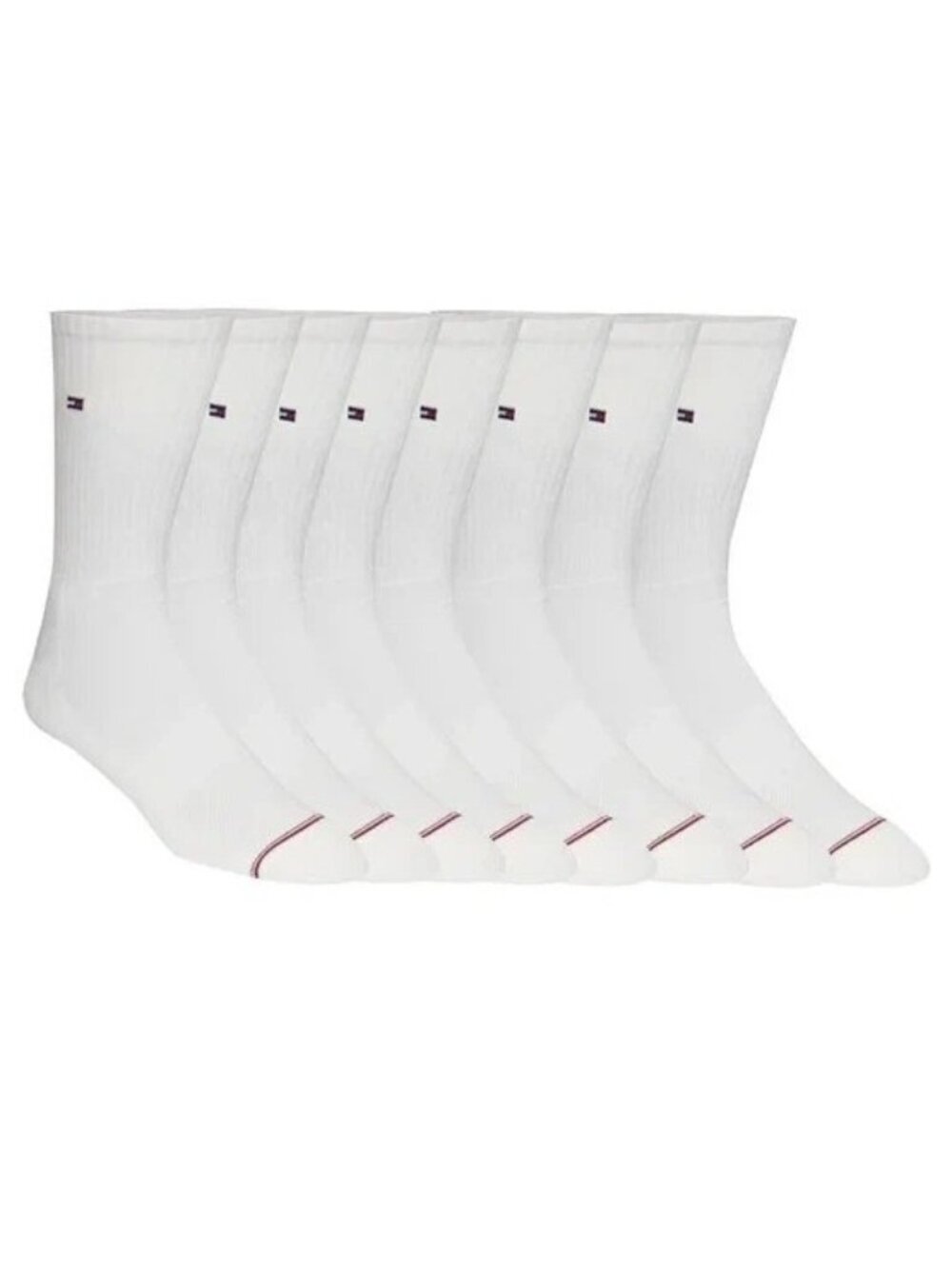 NWT Tommy Hilfiger Men's 7-12 White 8 Pairs Cushion Crew Socks